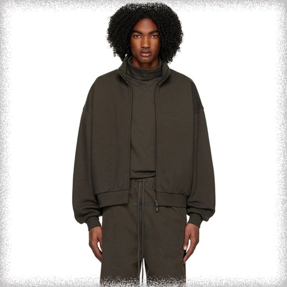 Fear Of God Essentials Zipped Stand Collar Fleece Sweatshirt Jacket Black - Picture 1 of 2